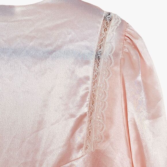 Christian Dior Vintage 80s Pale Pink Satin Lace Embroidered Nightgown Sz XL - Picture 8 of 16